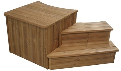 drewniane schodki do balii ogrodowej